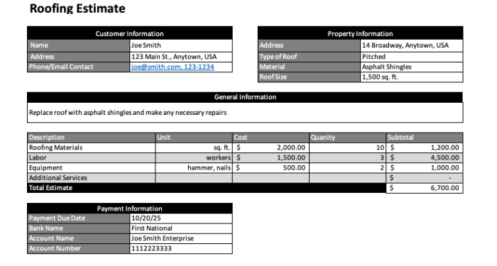 Commercial Roofing Estimate Templates Roofing Proposal Template,